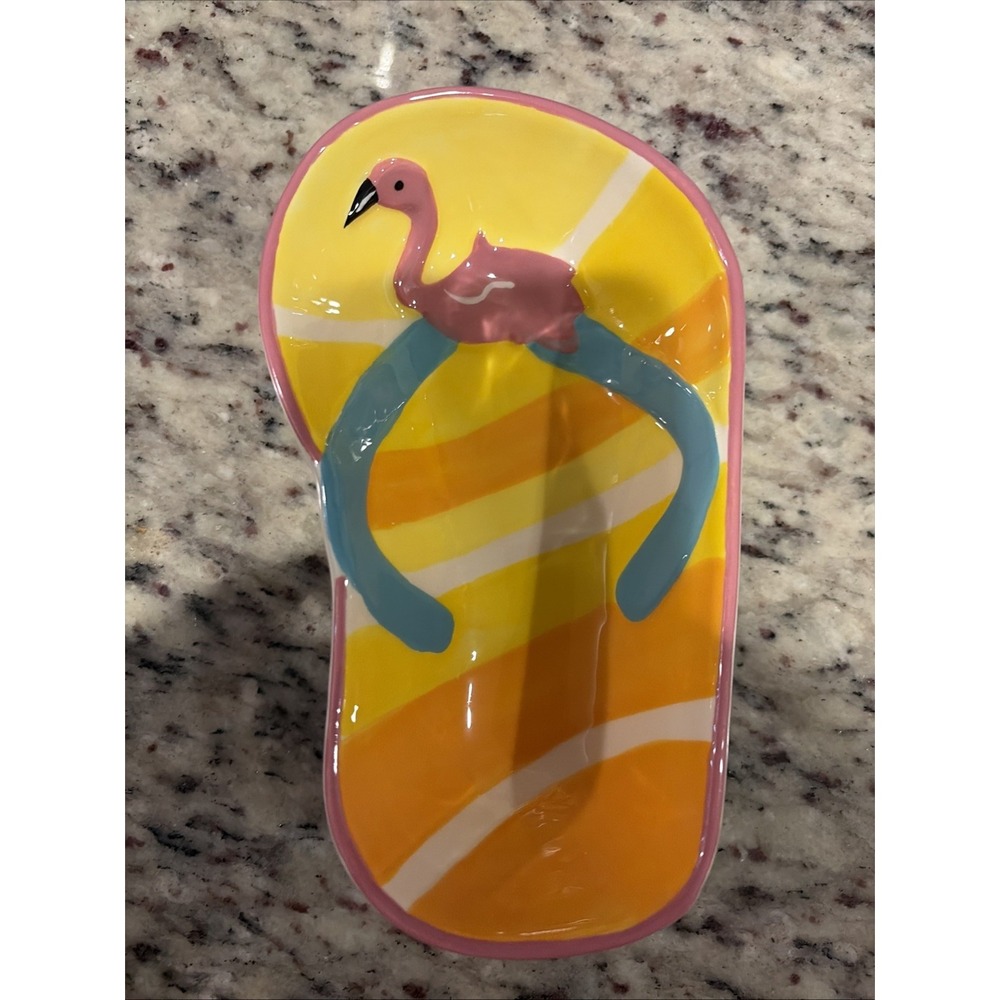 Boston Warehouse Dip Bowl Flip Flop Sunshine Sandal Summer Yellow Pink Orange